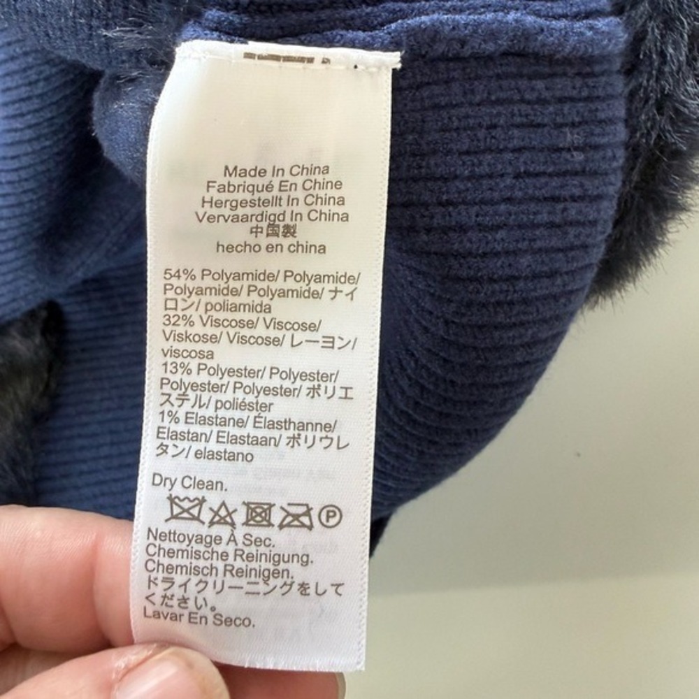 J.Crew Navy Blue Fuzzy Cropped Cardigan Lady Jacket Gold Crest Buttons NWT - Picture 7 of 11
